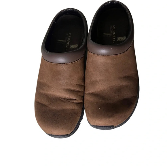 Merrell Womens Shoes Sz 8.5 Encore Groove Mules Slip On Clogs Dark Brown Cushion - Picture 3 of 12